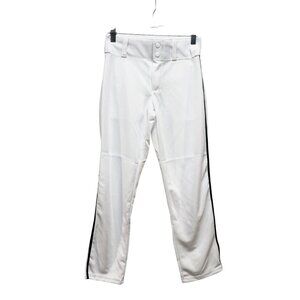 Youth Medium Alleson White Baseball Pants With Black Side Stripe